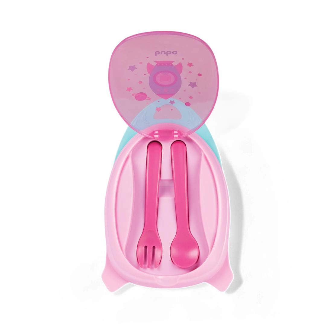 Kit Refeicao Com Talher Foguete Buba- Rosa 