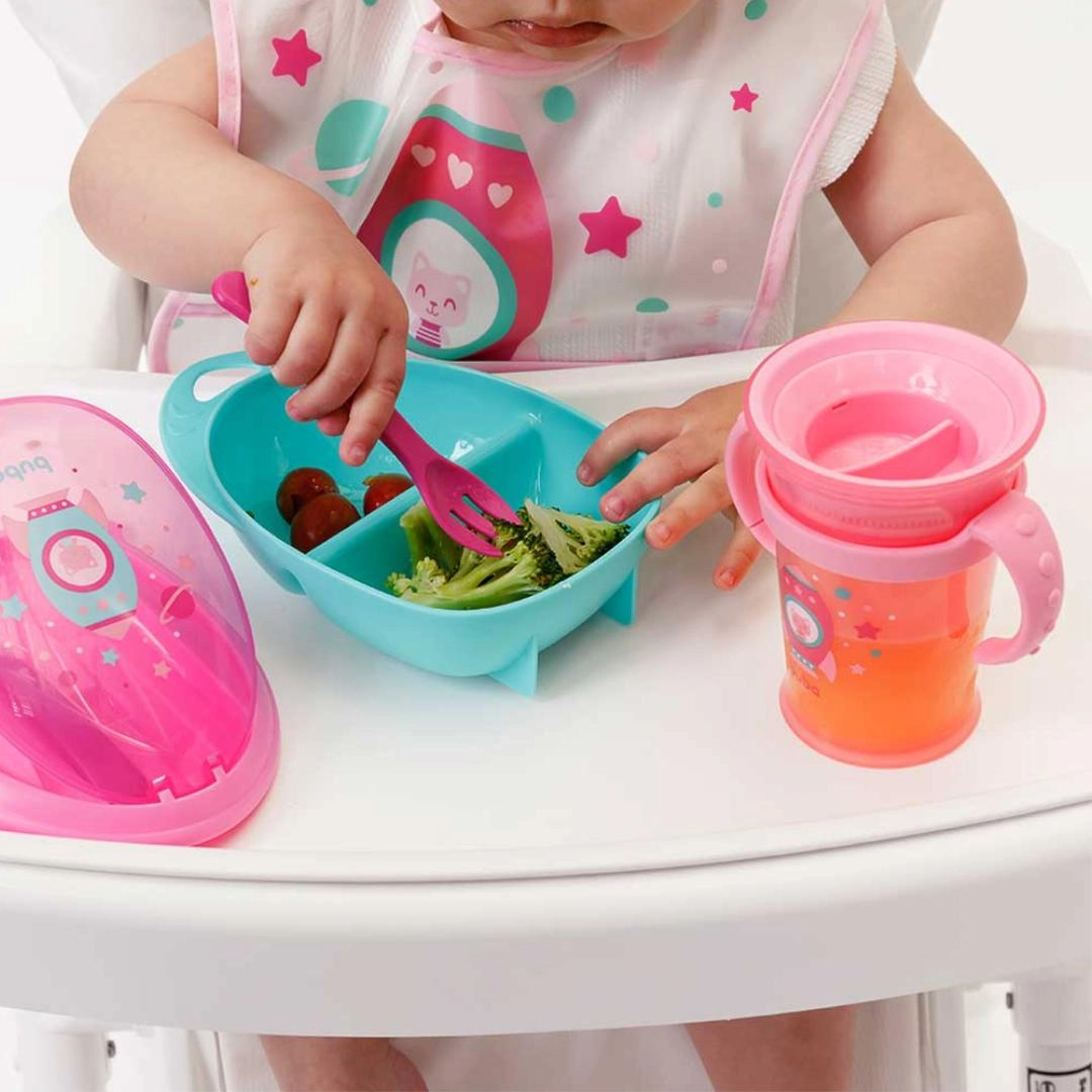Kit Refeicao Com Talher Foguete Buba- Rosa 