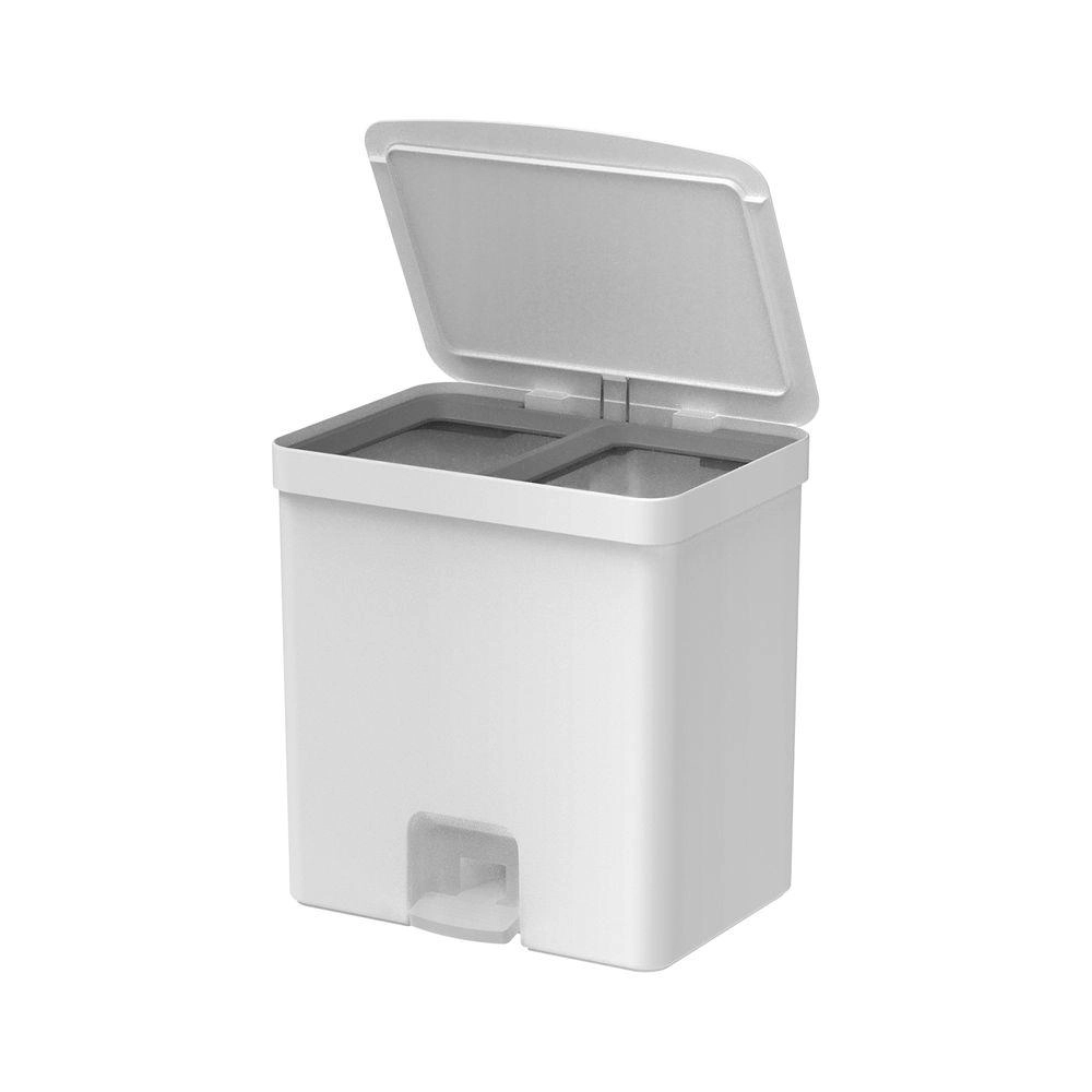 Lixeira Pedal Dupla Trium 20 Litros Fechado Martiplast Ou - Branco