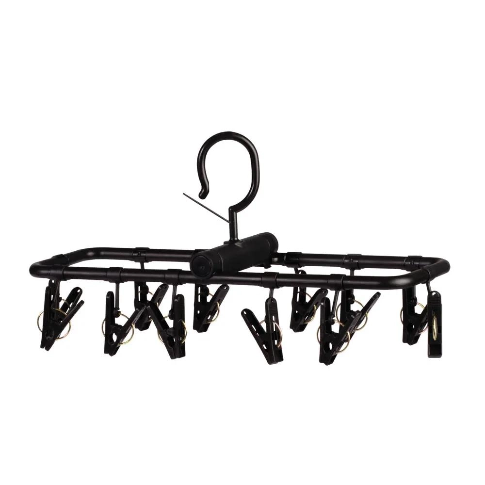 MINI VARAL MULTIUSO 6132 DOBRAVEL C/ 12 PRENDEDORES PRETO MOR