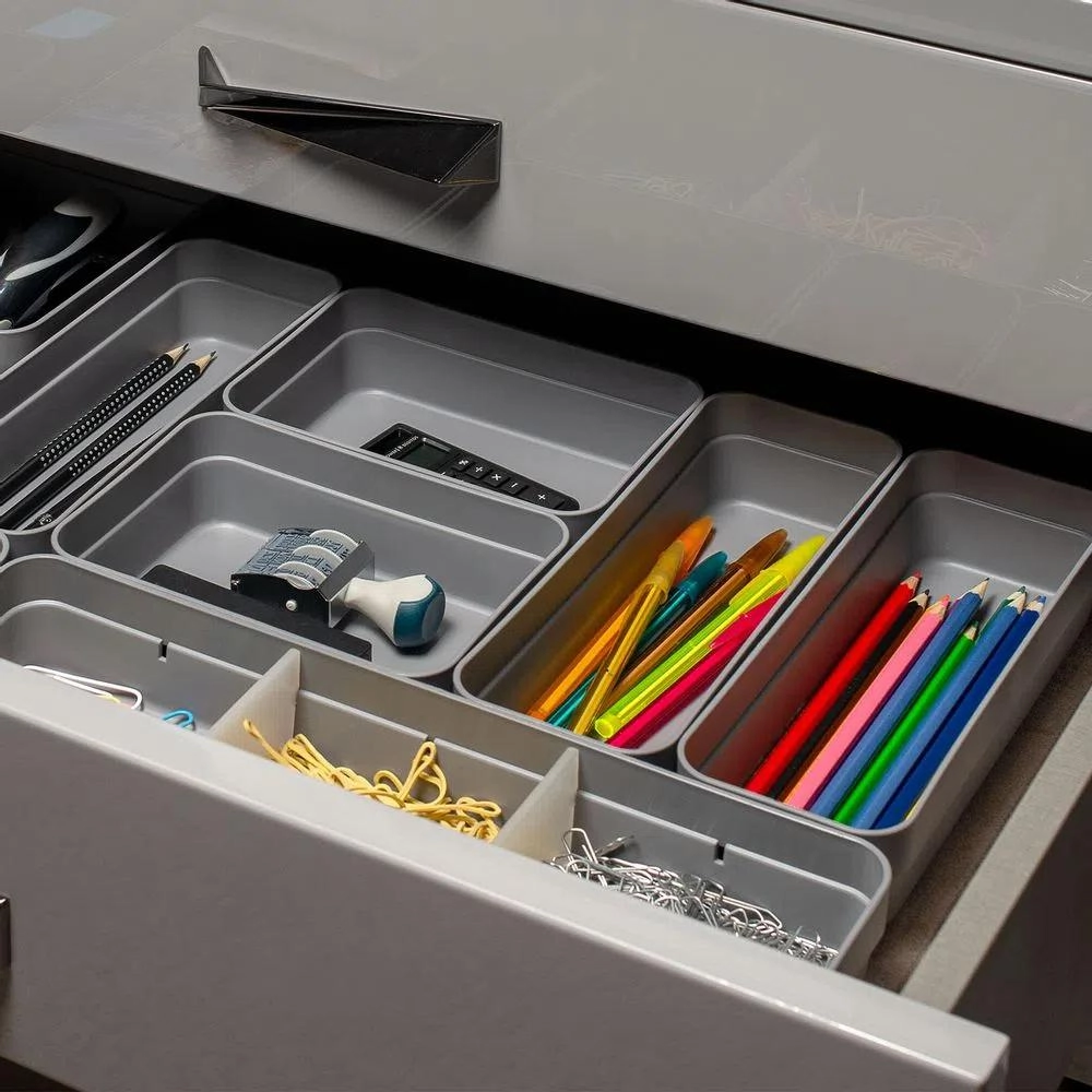 Organizador Gavetas Logic Medio Martiplast Ou- Chumbo