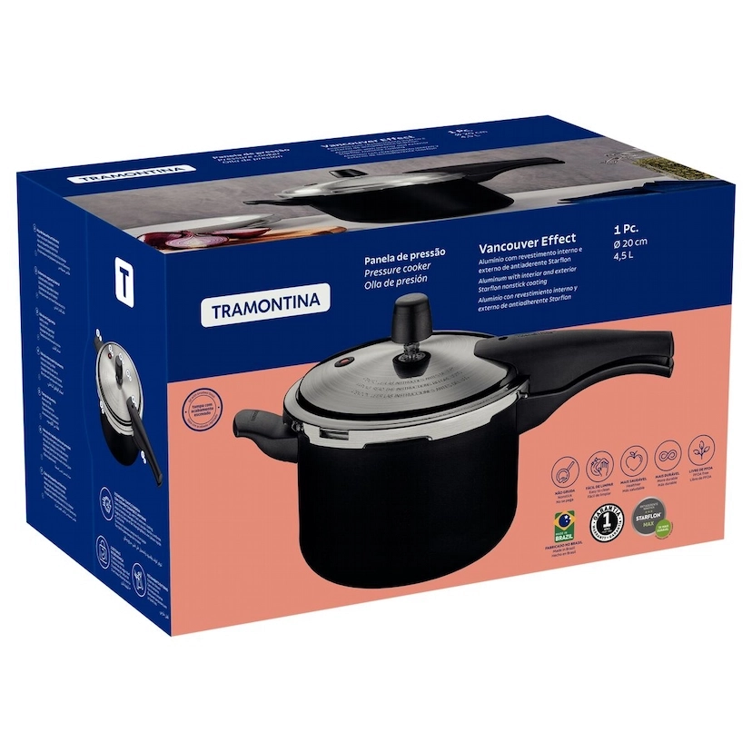 PANELA PRESSAO 20591/420 VANCOUVER EFFECT 20CM 4,5LTS PRETA TRAMONTINA