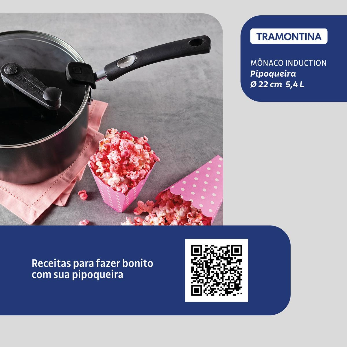 PIPOQUEIRA 28711/022 MONACO INDUCAO PRETO 22CM 5,4LTS ALUMINIO C/ REV ANTIADERENTE TRAMONTINA