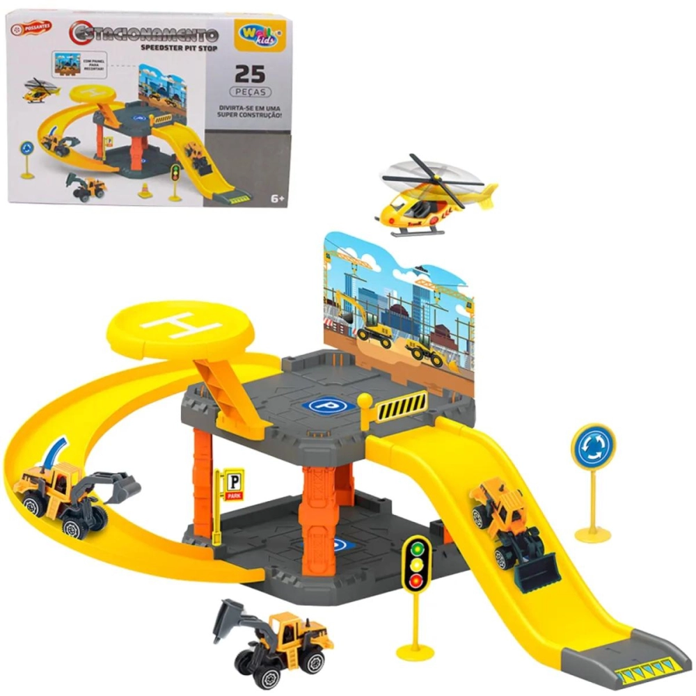 PISTA C/ ESTACIONAMENTO E CAMINHAO CONSTRUCAO SPEEDSTER PIT STOP WB12227 WELL KIDS