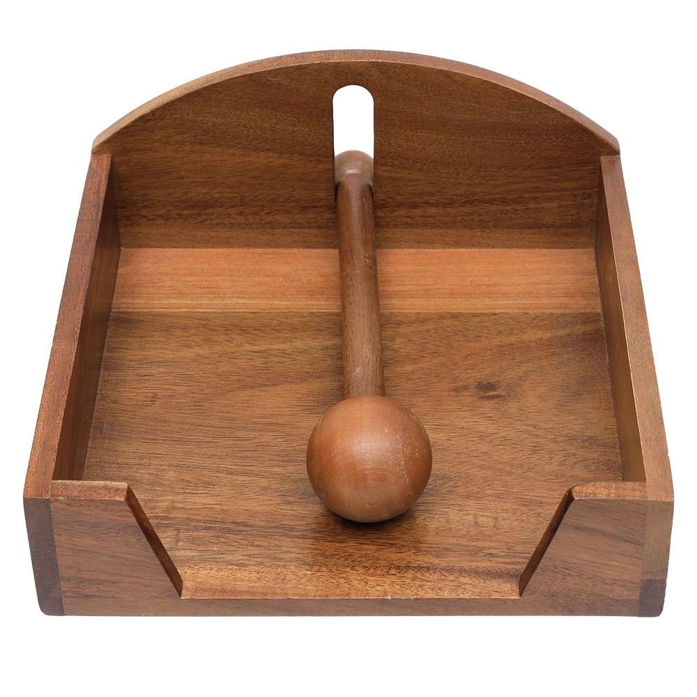 Porta Guardanapo Wood Acacia Mimo Style com pressão de peso