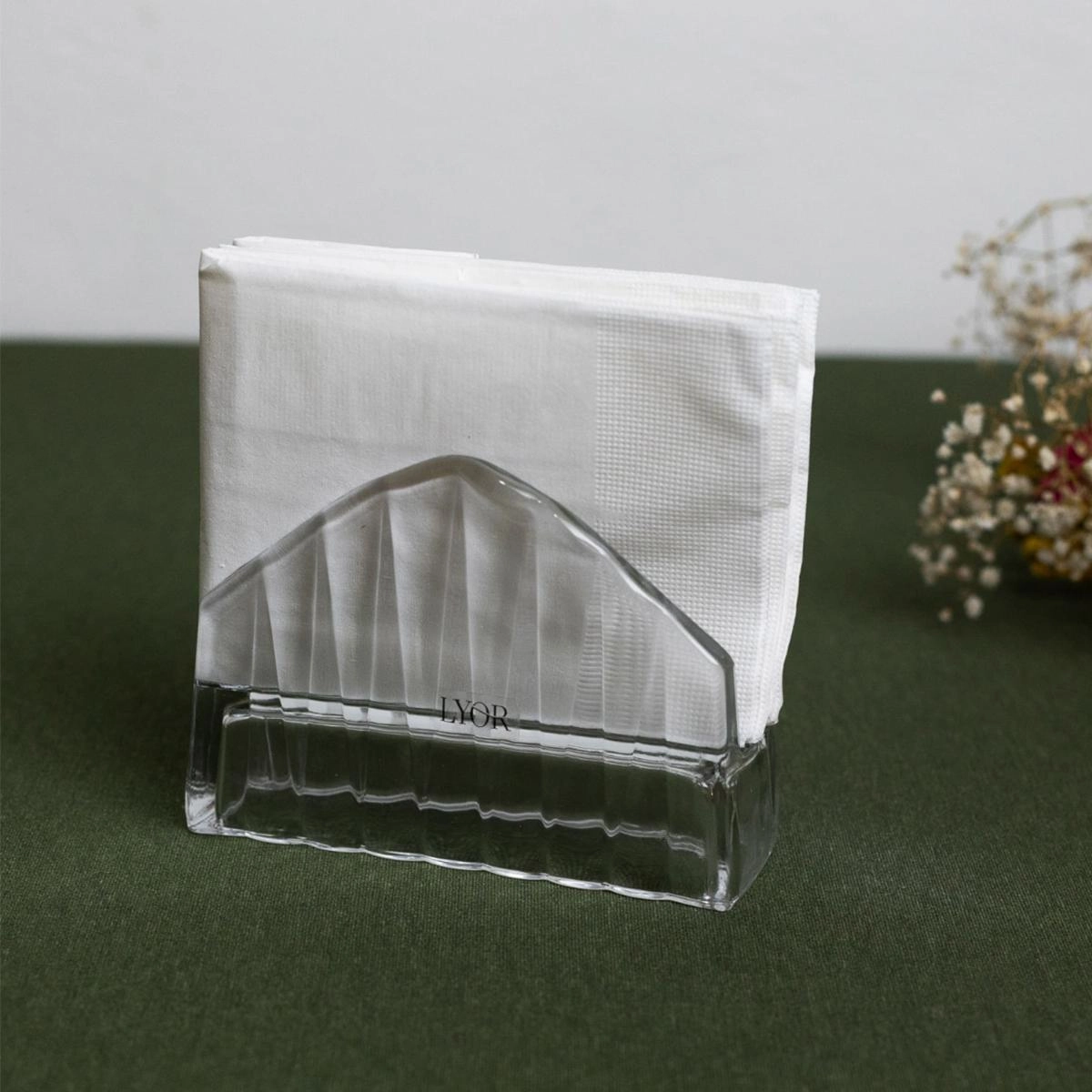 Porta Guardanapos Radial Vidro 12cm Lyor Design