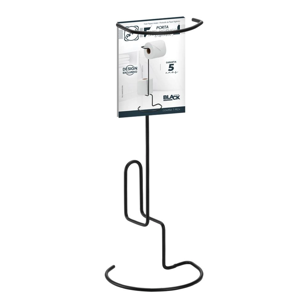 Porta Papel Higiênico com Dispenser Unic Black Arthi - Preto
