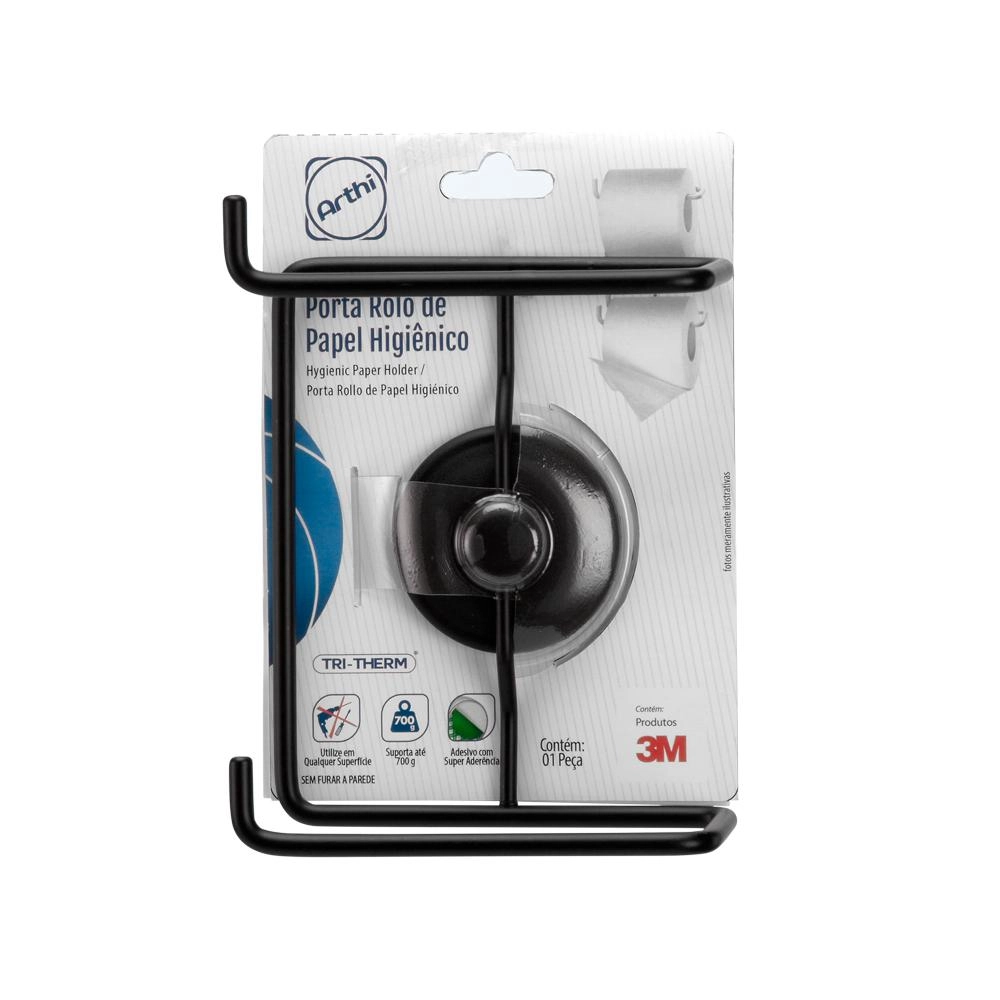 Porta Papel Higiênico Duplo Black Dupla Face Arthi - Preto