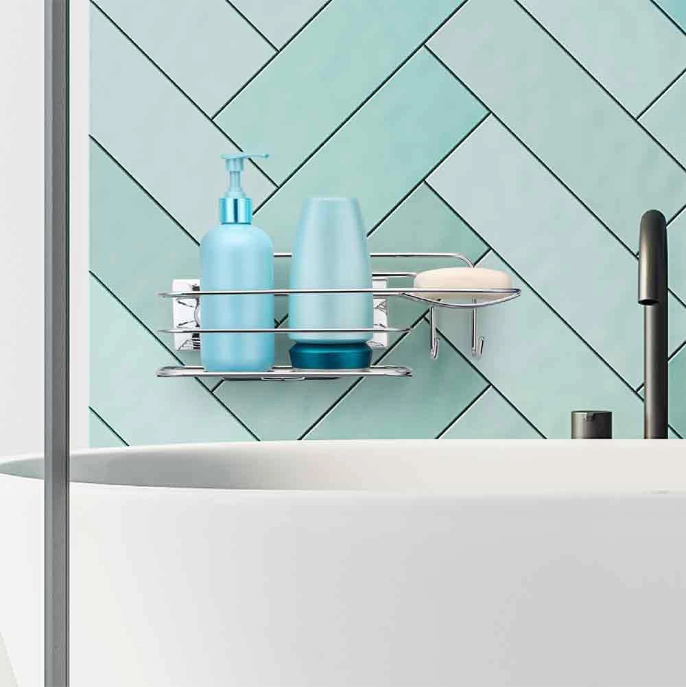 Porta Shampoo C/ Saboneteira Cromado Dupla Face Arthi