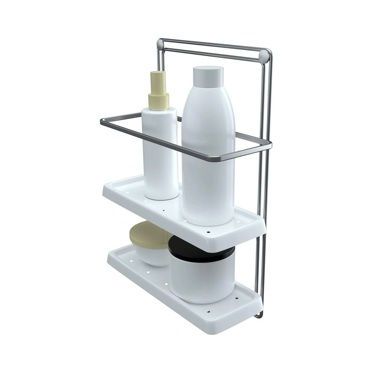 Porta Shampoo Retangular Duplo Base Plástico Stolf - Branco