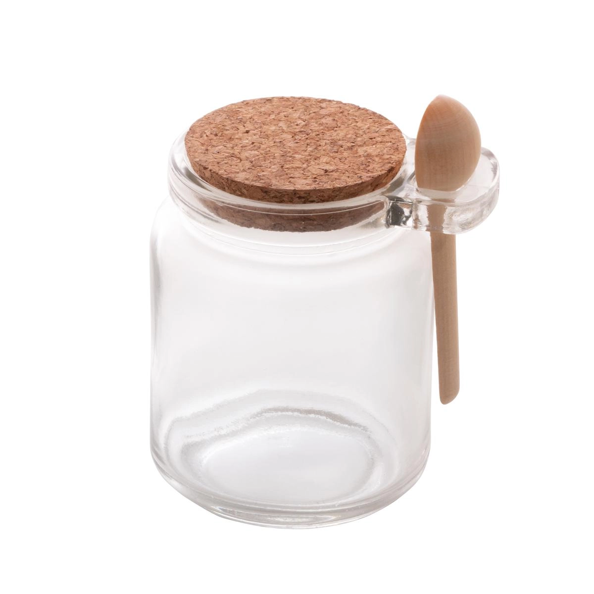 Pote Condimentos Vidro 240 ml com Colher de Bambu e Tampa de Rolha Lyor Design