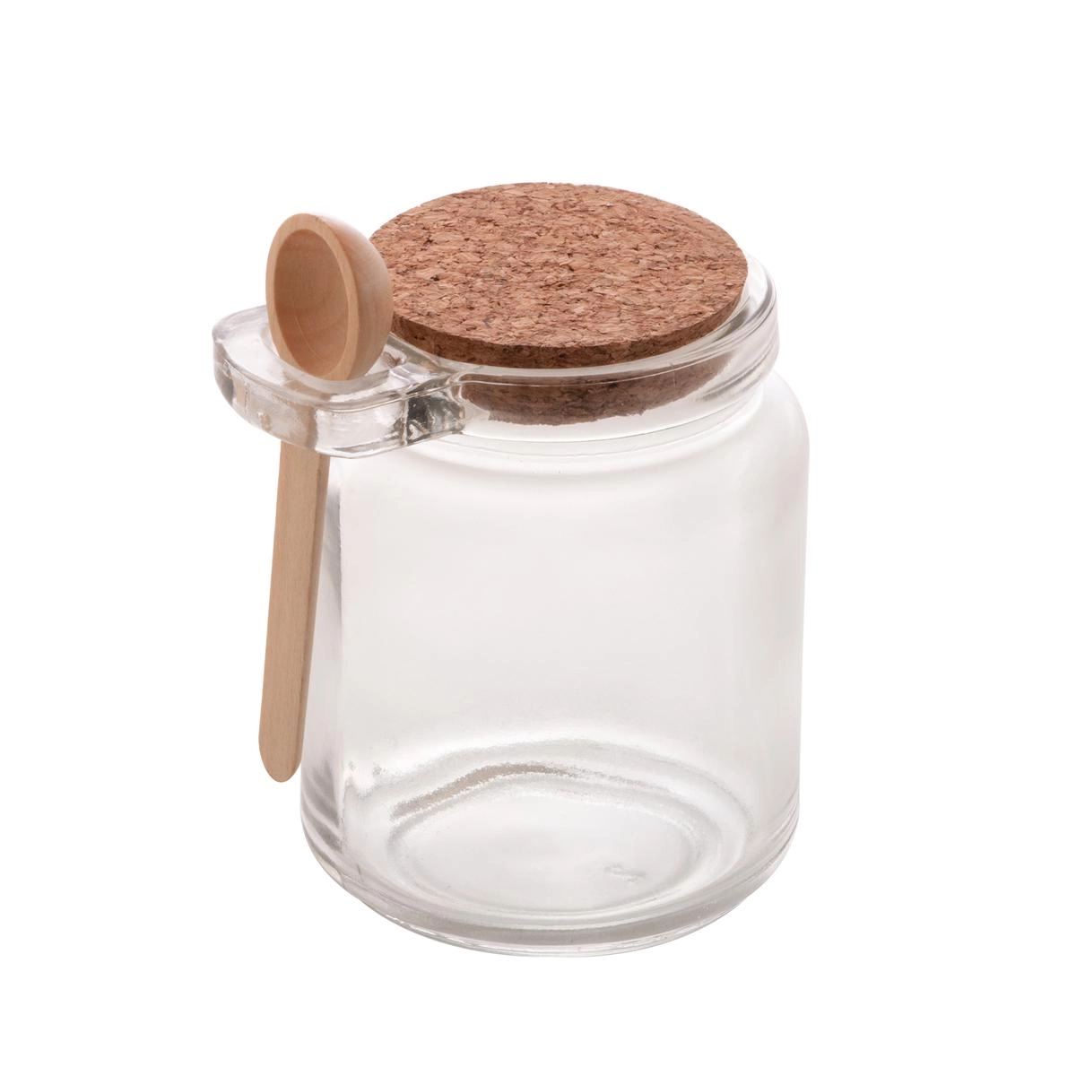 Pote Condimentos Vidro 240 ml com Colher de Bambu e Tampa de Rolha Lyor Design