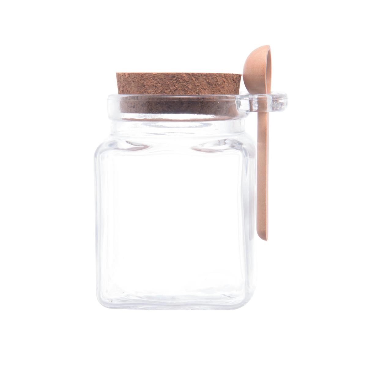 Pote Condimentos Vidro 310 ml com Colher de Bambu e Tampa de Rolha Lyor Design