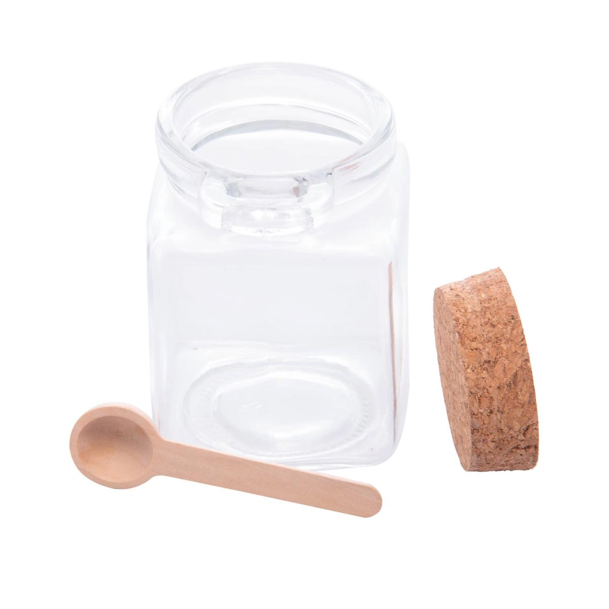 Pote Condimentos Vidro 310 ml com Colher de Bambu e Tampa de Rolha Lyor Design