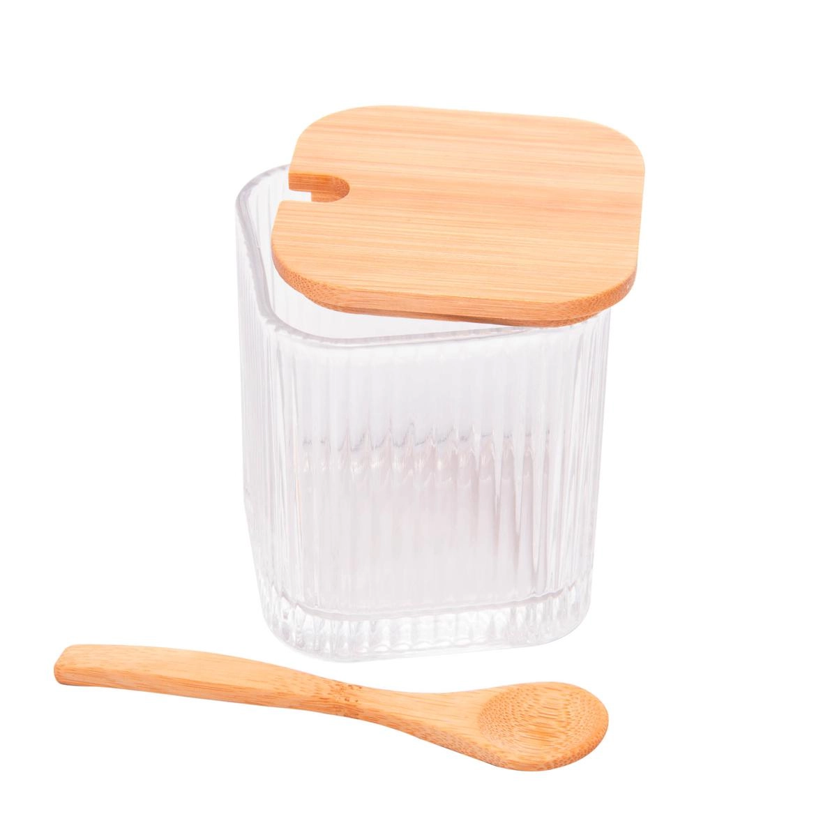 Pote Condimentos Vidro 9,5cm C/ Tampa E Colher Bambu Lyor Design