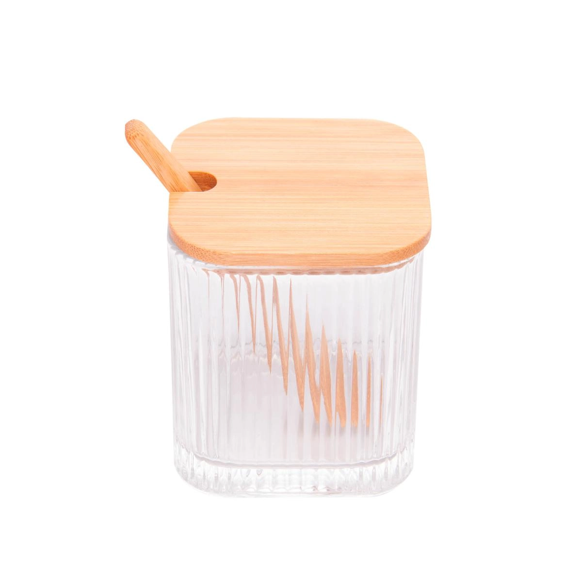 Pote Condimentos Vidro 9,5cm C/ Tampa E Colher Bambu Lyor Design