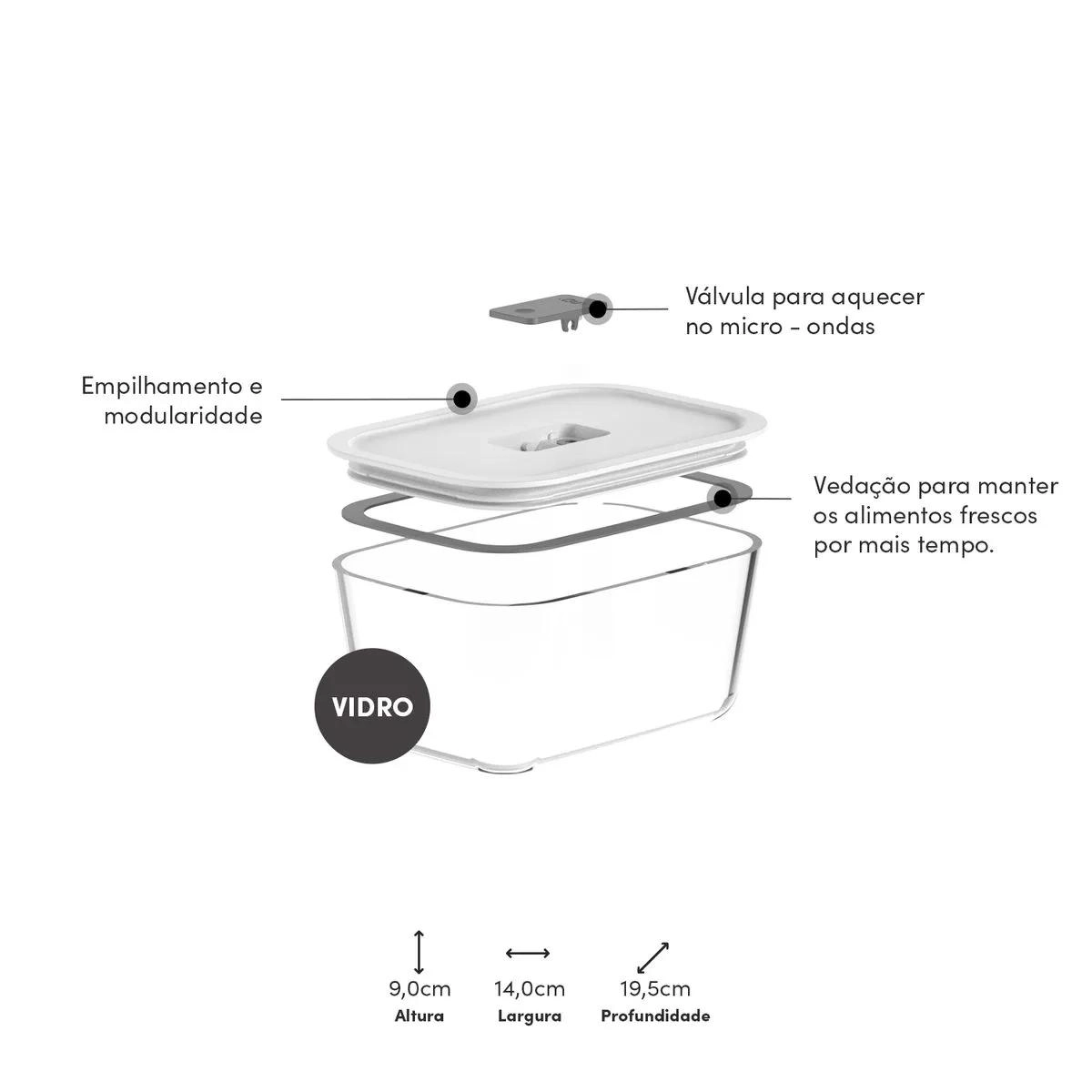 Pote Hermetico Fresh Lock 1,2lts Martiplast Ou- Branco