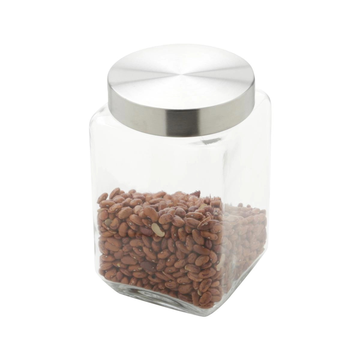 Pote Mantimentos Quadrado 1,6lts Vidro/Inox Rojemac