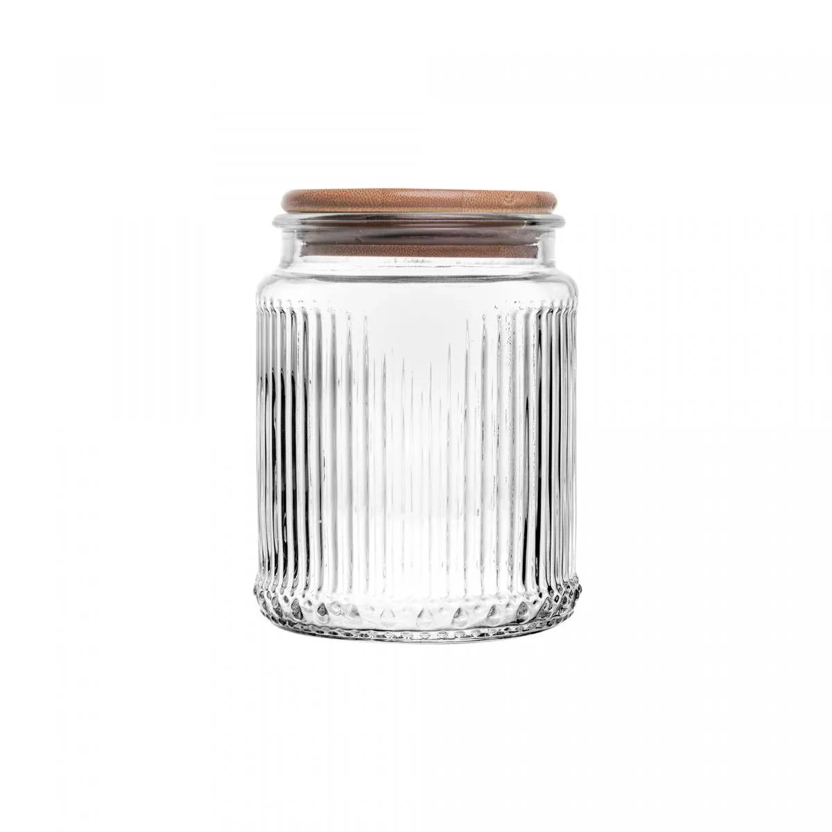 Pote Mantimentos Vidro Lines 530ml Tampa Bambu Rojemac