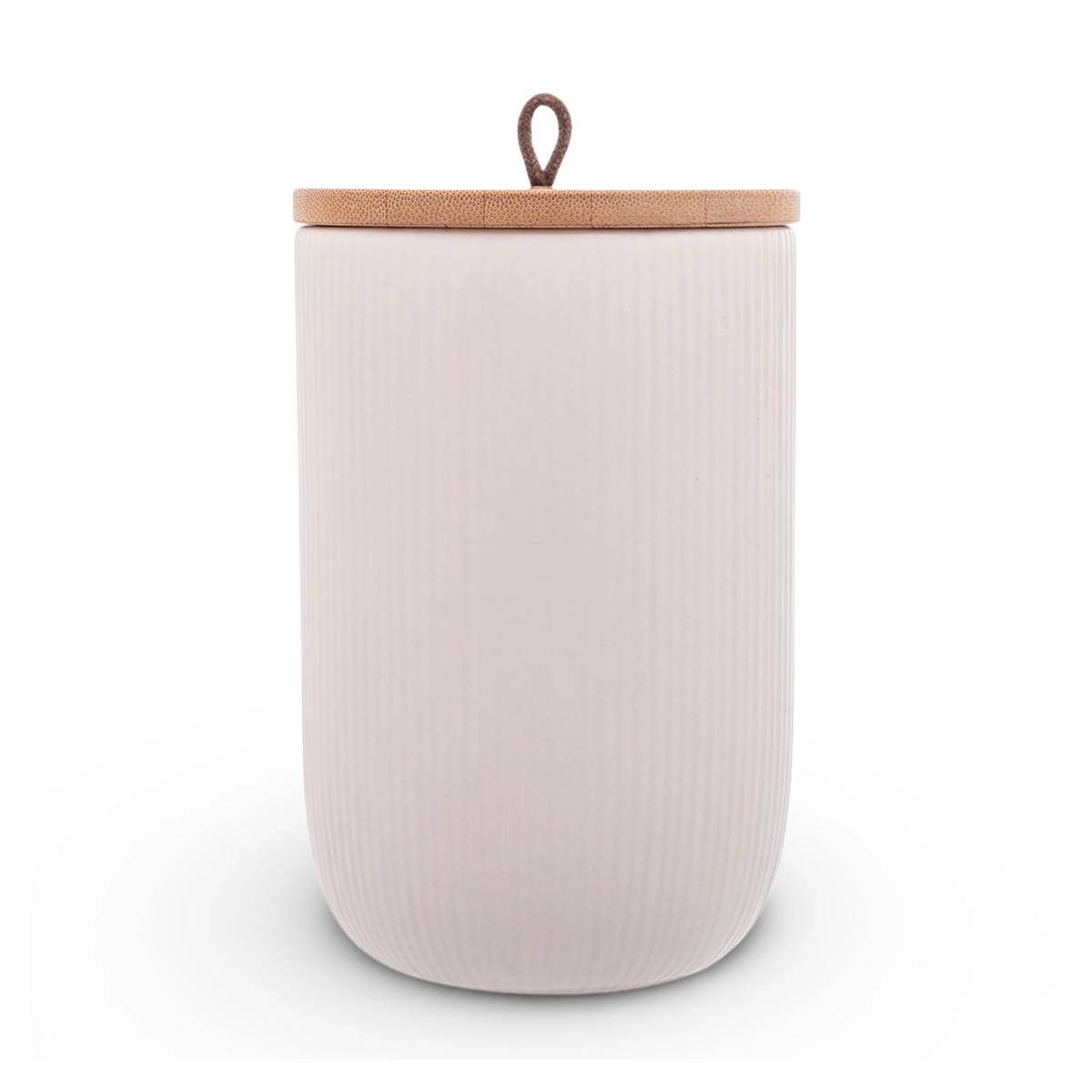 Potiche Decorativo Lines Ceramica/Bambu 15cm Lyor Design - Branco