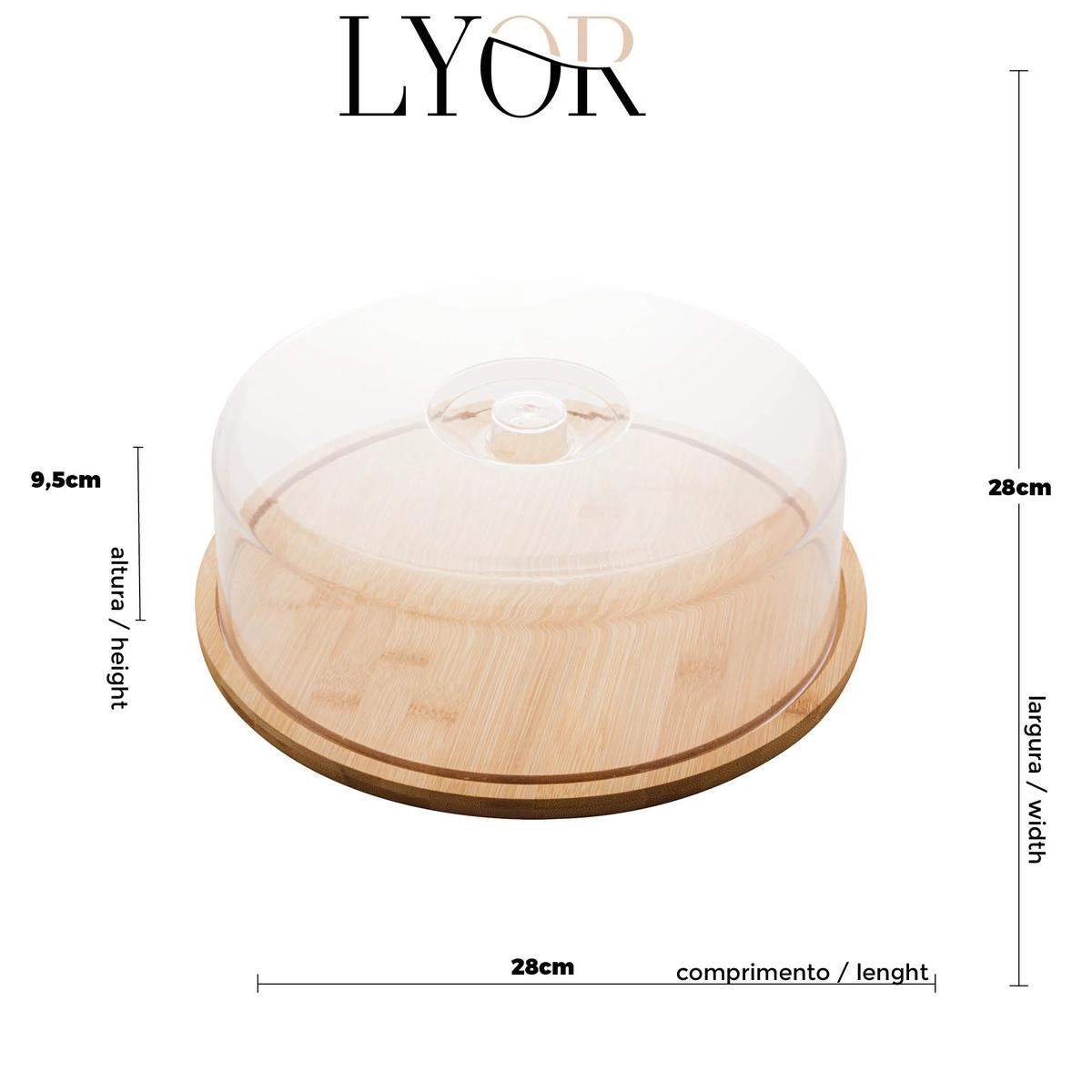 Prato Bolo C/ Tampa Bambu Lyor Design