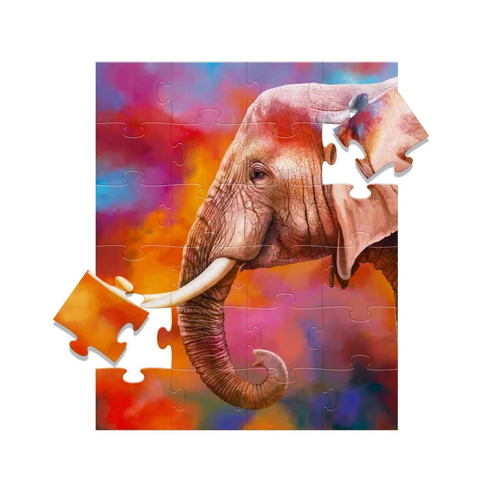 Quadro Quebra-Cabeça Elefante 24 Peças 74 x 90 cm Litoarte