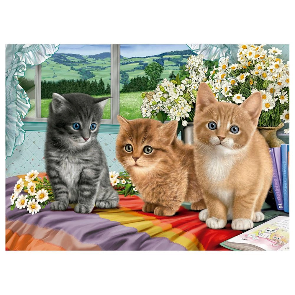 Quebra-Cabeça 60 Peças Gatinhos Fofinhos Grow
