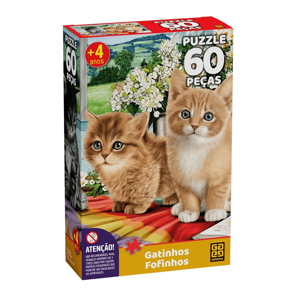 Quebra-Cabeça 60 Peças Gatinhos Fofinhos Grow