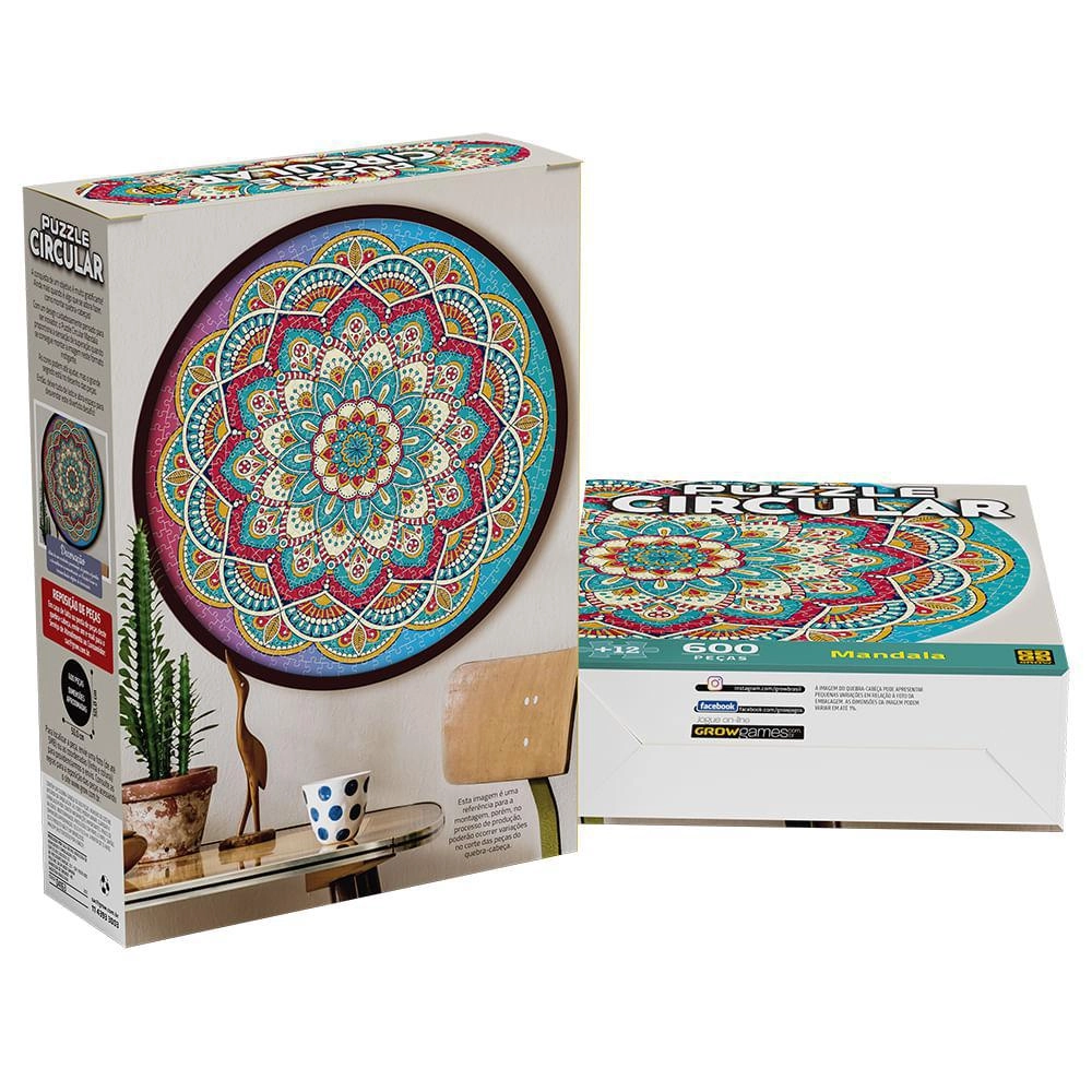 Quebra-Cabeça 600 Peças Circular Mandala Grow