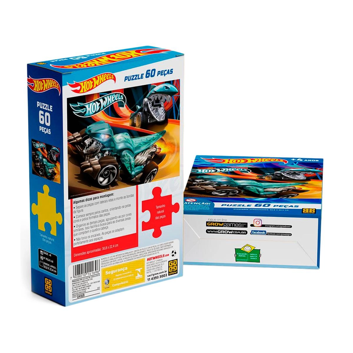 Quebra-Cabeça Hot Wheels 60 Peças Grow