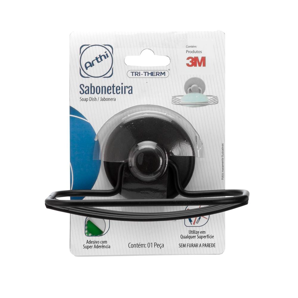 Saboneteira Black Dupla Face Arthi - Preto