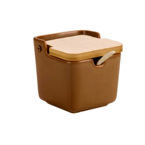 Saleiro Havana Cuba Terracota 300ml Ceramica C/ Tampa Bambu Wellmix