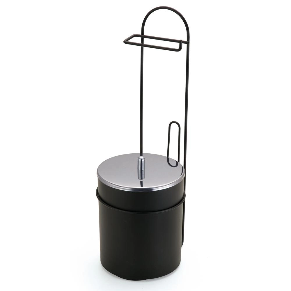 Suporte Papel Higiênico com Lixeira Inox Arthi - Preto