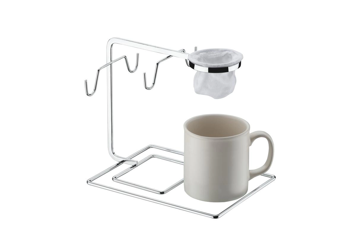 Suporte Xicaras E Coador Cafe Mocha 22x18x15,5cm Cromado Aramados Schmitt