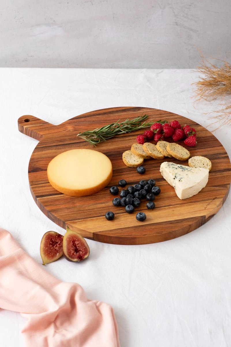 Tábua para pizza em madeira teca - Monte Novo