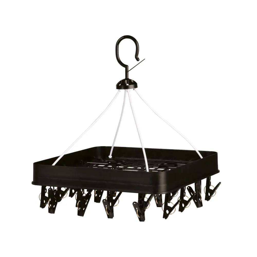 VARAL MULTIUSO 6131 QUADRADO C/ 24 PRENDEDORES PRETO MOR