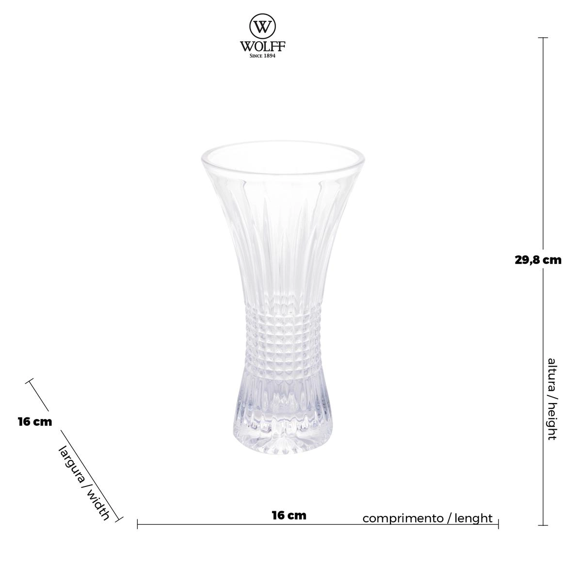 Vaso Queen 30 cm Cristal Rojemac - Chumbo