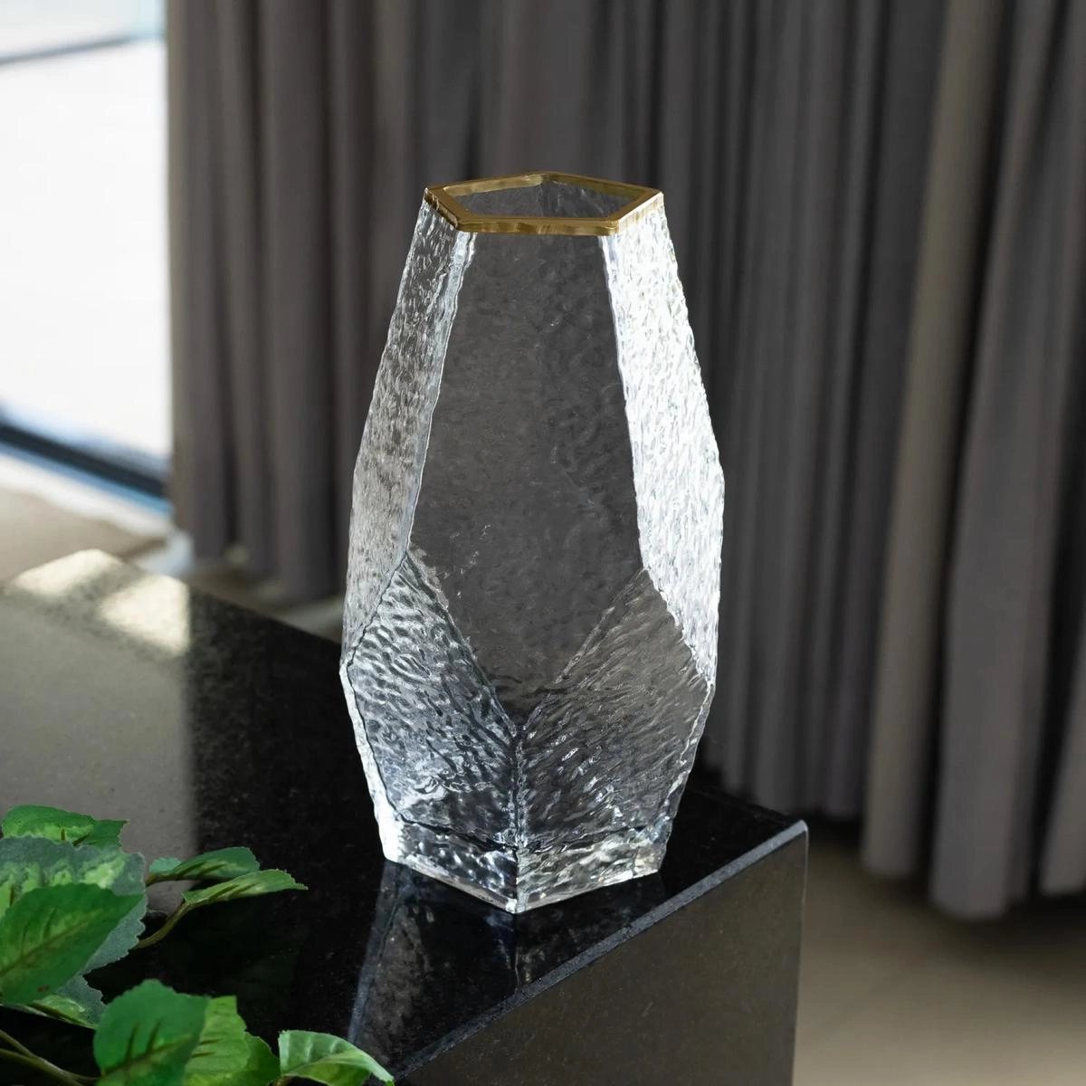 Vaso Taj 23,5cm Vidro C/ Borda Dourada Rojemac