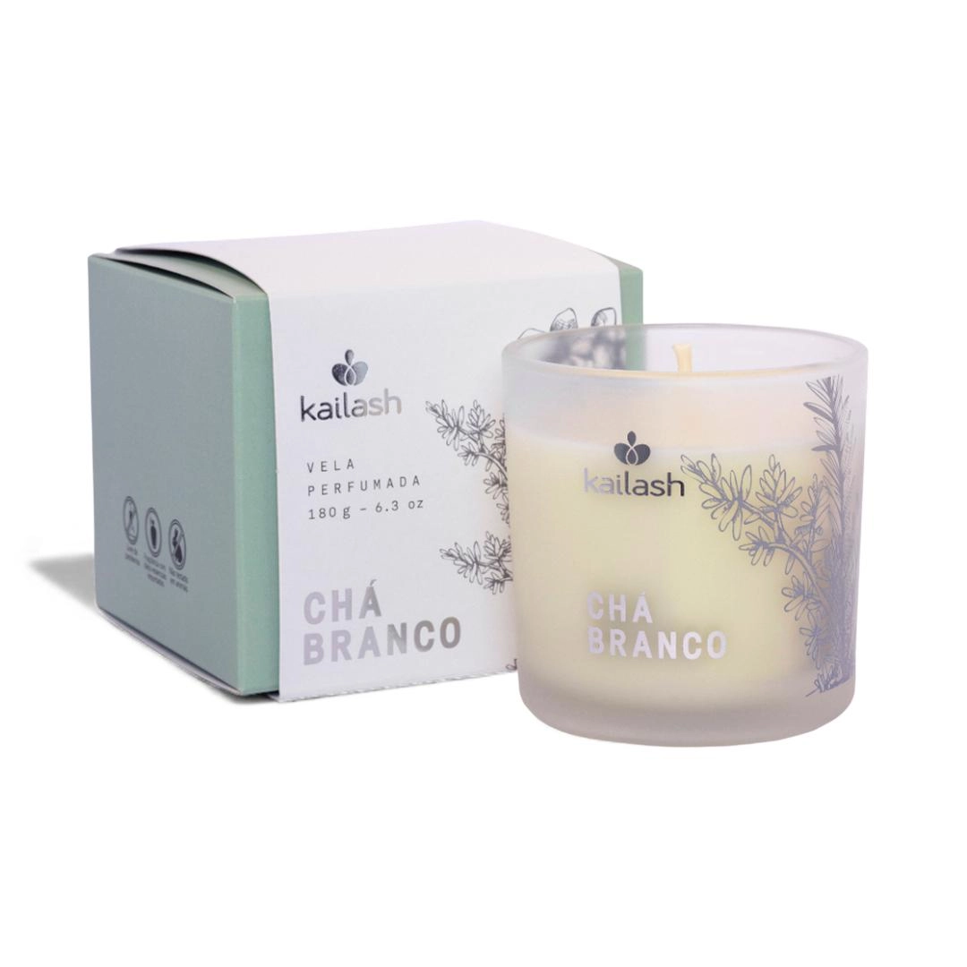 Vela perfumada chá branco 180g - Kailash