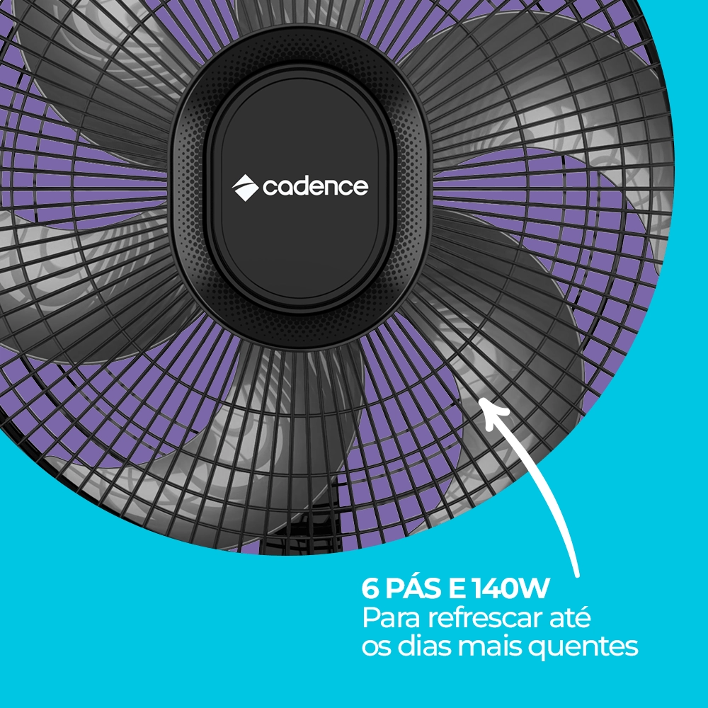 VENTILADOR VTR410 EROS LIGHT REFRESH PRETO 220V CADENCE