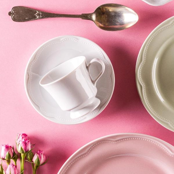 CONJ 6 XICARA CHA COTTAGE BRANCO C/ PIRES GERMER